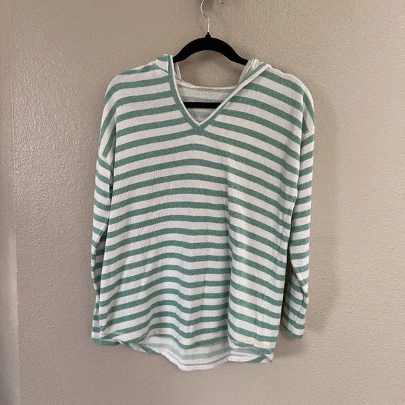 Green Striped Hoodie Sweater - Picture 1 of 6